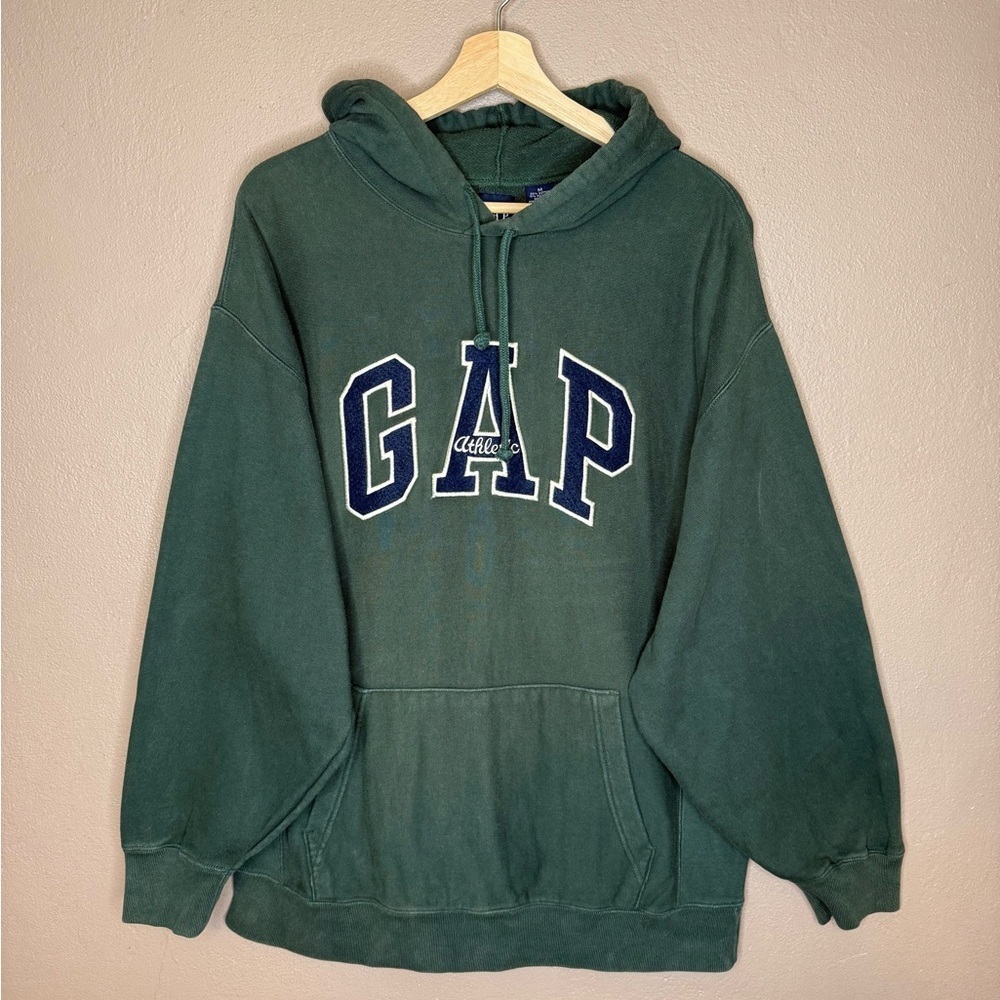 GAP Mens Vintage Dark Green Pullover Hoodie Size Medium Streetwear Retro Classic - Picture 1 of 16